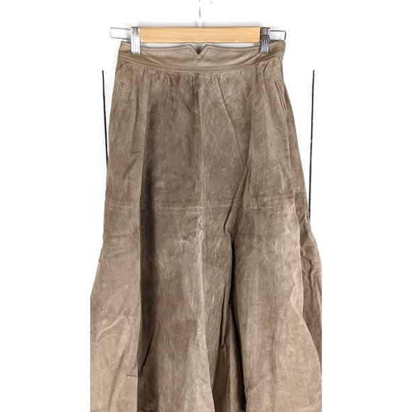 Vintage 1980s high waist suede leather full midi skirt medium - Picture 4 of 4